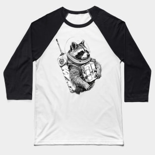 Racoon Astronaut Black White Baseball T-Shirt